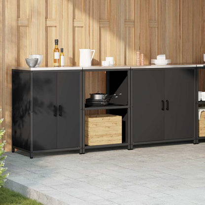 vidaXL Aufbewahrungsset für die Küche mit Regal mit Tür 3 pcs Schwarz