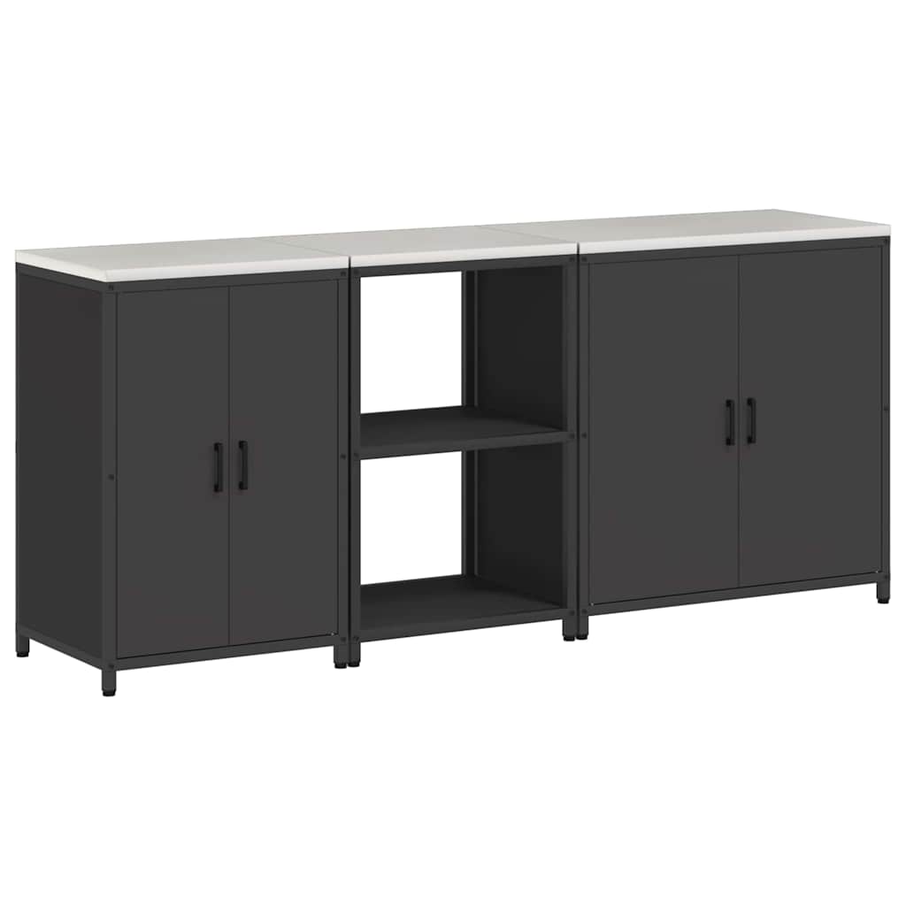 vidaXL Aufbewahrungsset für die Küche mit Regal mit Tür 3 pcs Schwarz