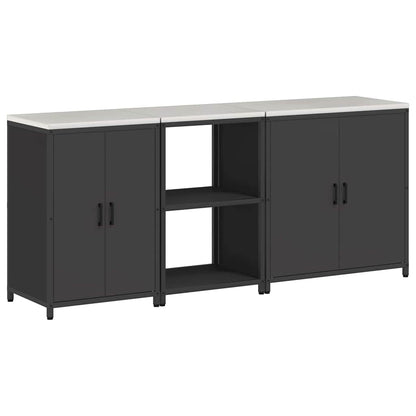 vidaXL Aufbewahrungsset für die Küche mit Regal mit Tür 3 pcs Schwarz