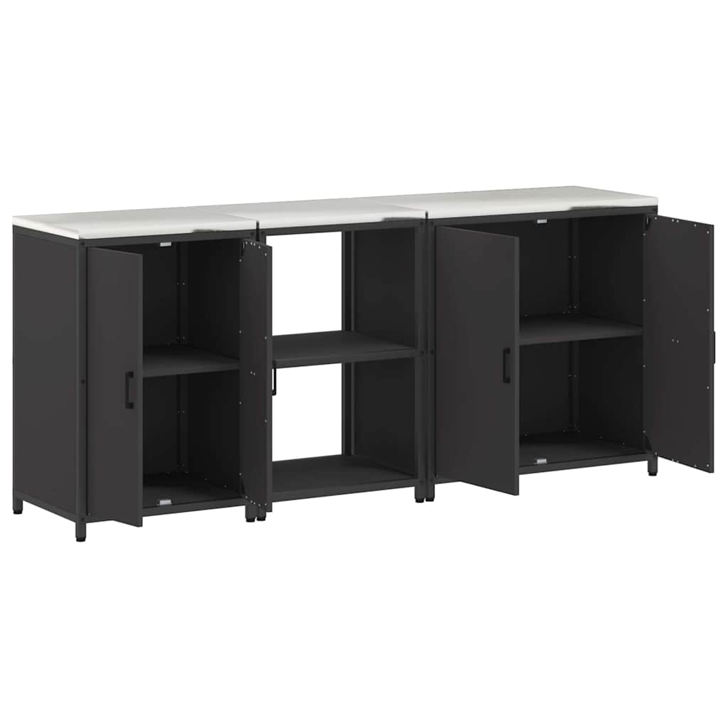 vidaXL Aufbewahrungsset für die Küche mit Regal mit Tür 3 pcs Schwarz