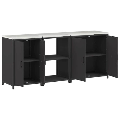 vidaXL Aufbewahrungsset für die Küche mit Regal mit Tür 3 pcs Schwarz