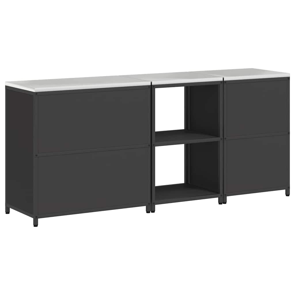 vidaXL Aufbewahrungsset für die Küche mit Regal mit Tür 3 pcs Schwarz