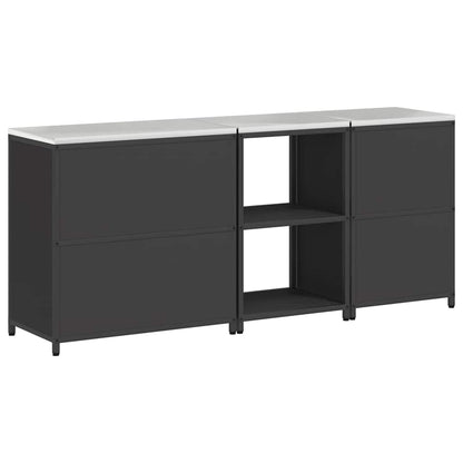 vidaXL Aufbewahrungsset für die Küche mit Regal mit Tür 3 pcs Schwarz
