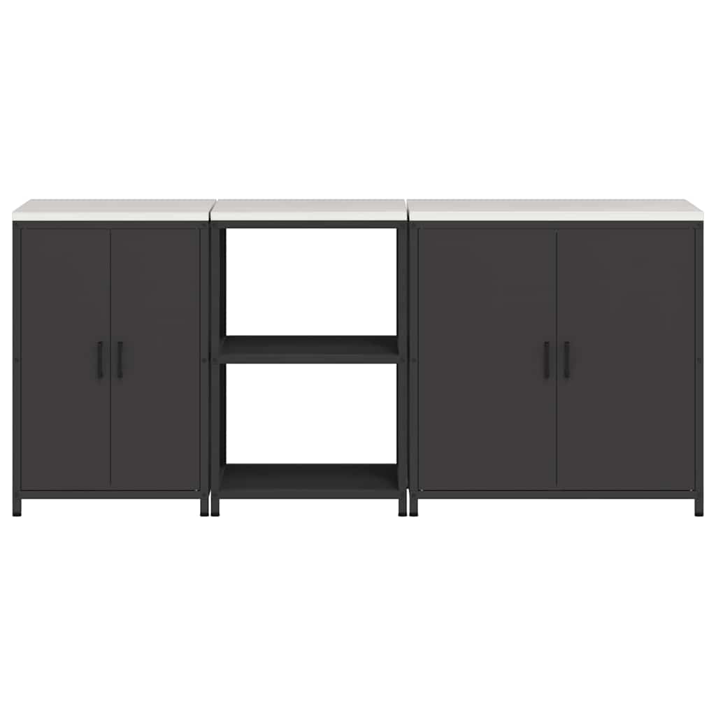 vidaXL Aufbewahrungsset für die Küche mit Regal mit Tür 3 pcs Schwarz