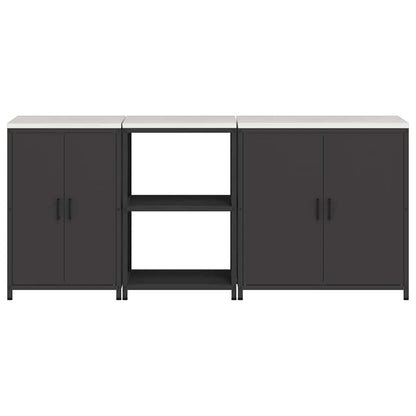 vidaXL Aufbewahrungsset für die Küche mit Regal mit Tür 3 pcs Schwarz