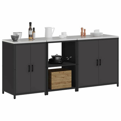 vidaXL Aufbewahrungsset für die Küche mit Regal mit Tür 3 pcs Schwarz