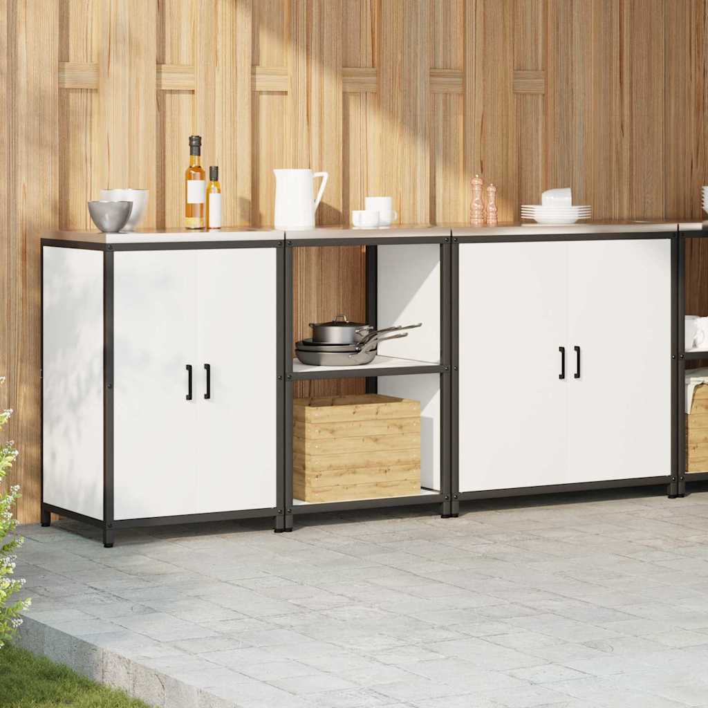 vidaXL Aufbewahrungsset für die Küche 3 pcs Weiß Kaltgewalzter Stahl