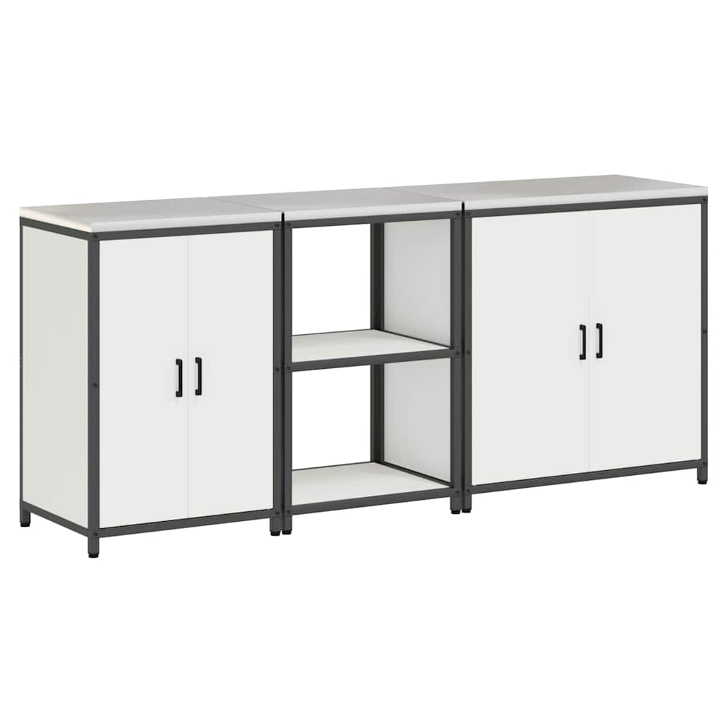 vidaXL Aufbewahrungsset für die Küche 3 pcs Weiß Kaltgewalzter Stahl