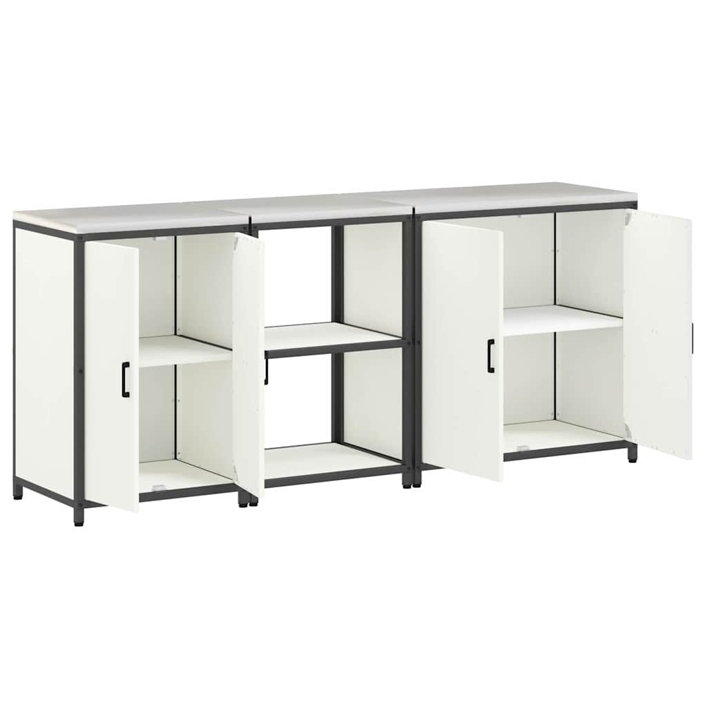 vidaXL Aufbewahrungsset für die Küche 3 pcs Weiß Kaltgewalzter Stahl