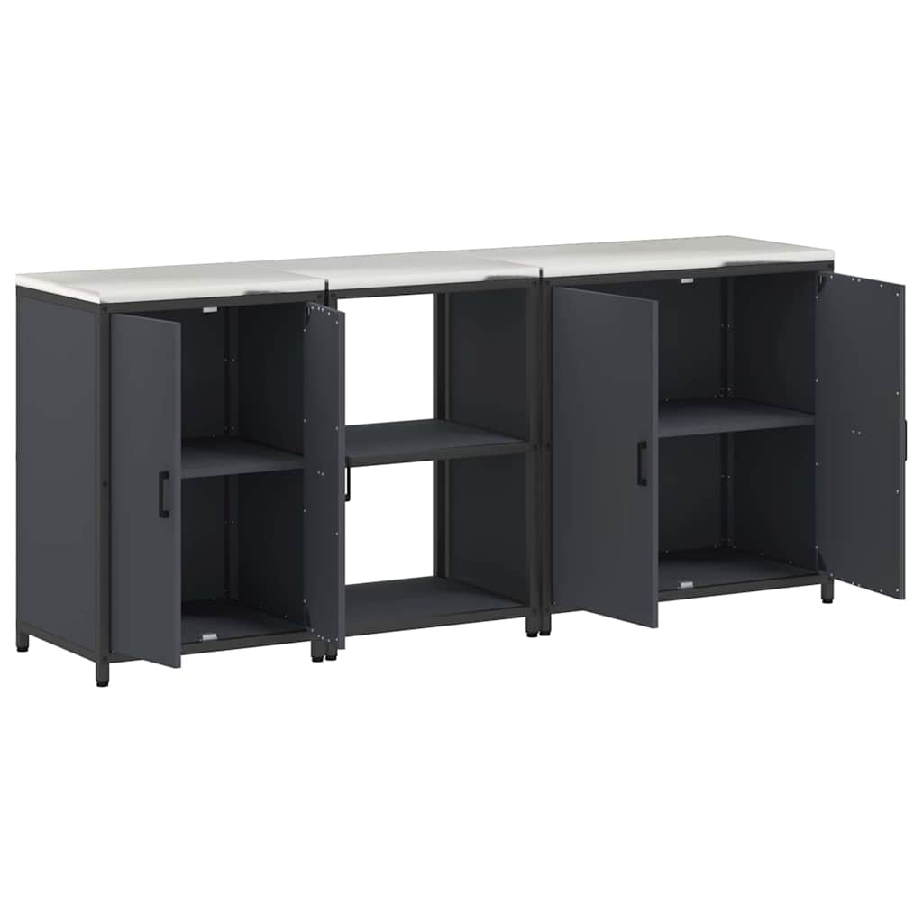 vidaXL Aufbewahrungsset für die Küche mit Regal 3 pcs Anthrazit