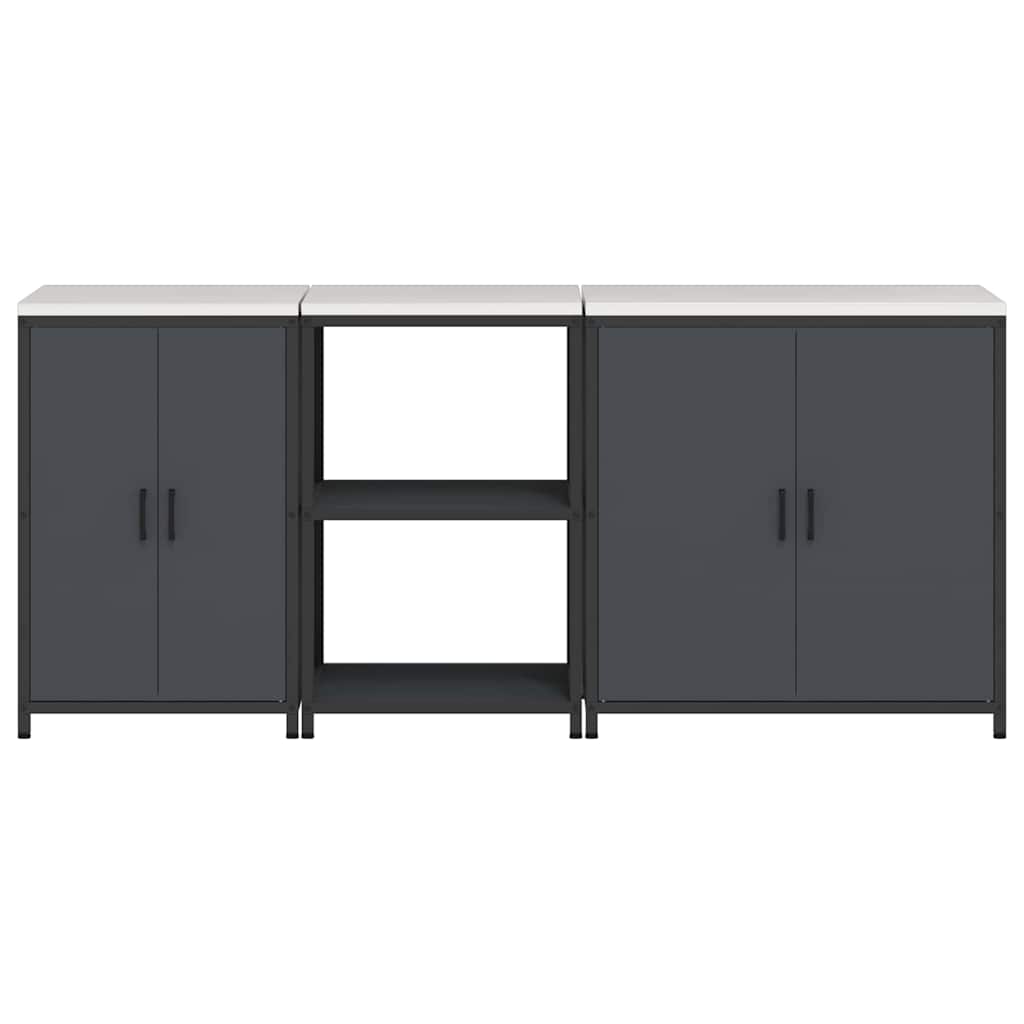 vidaXL Aufbewahrungsset für die Küche mit Regal 3 pcs Anthrazit