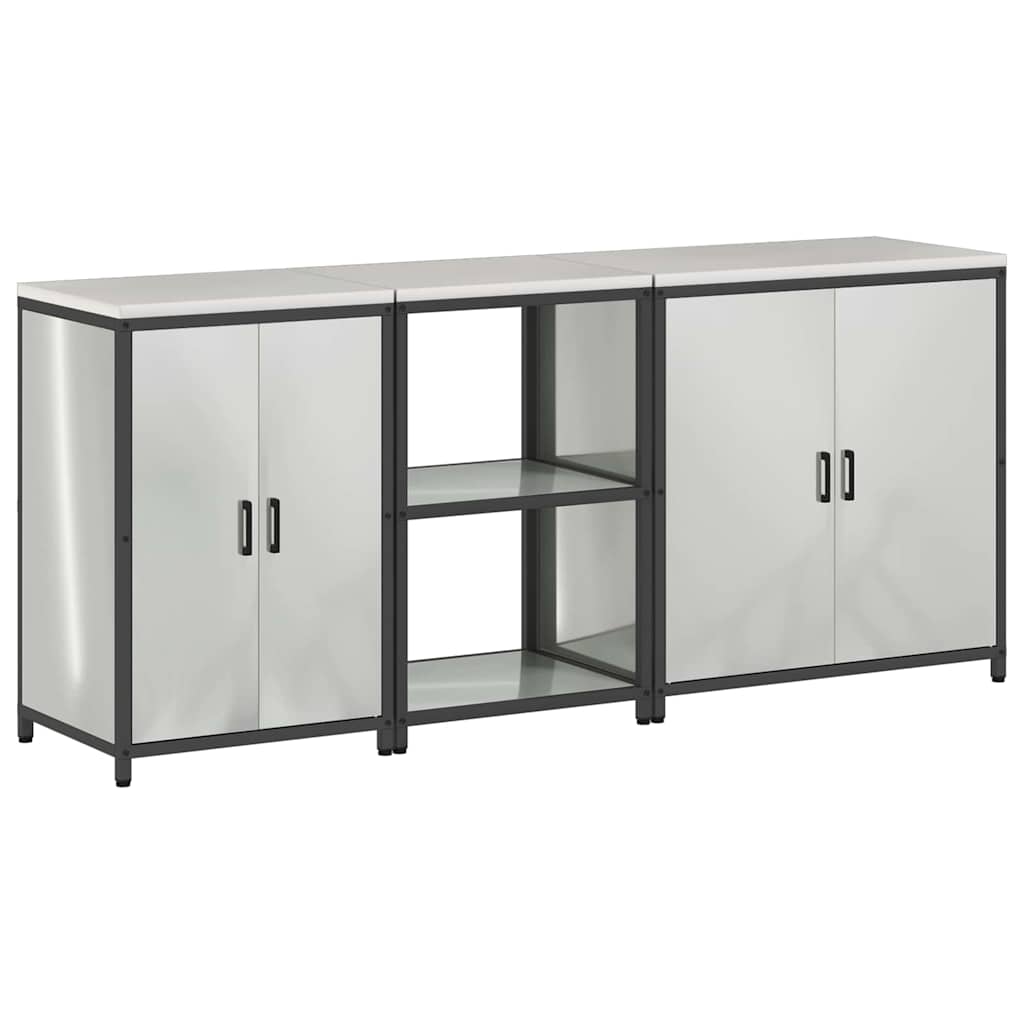 vidaXL Aufbewahrungsset für die Küche 3 pcs Silber Verzinkter Stahl
