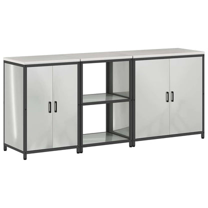 vidaXL Aufbewahrungsset für die Küche 3 pcs Silber Verzinkter Stahl