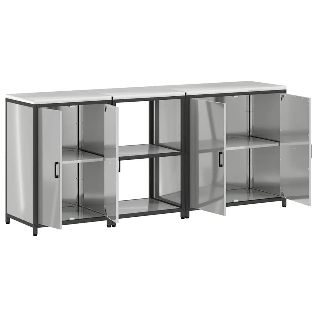 vidaXL Aufbewahrungsset für die Küche 3 pcs Silber Verzinkter Stahl