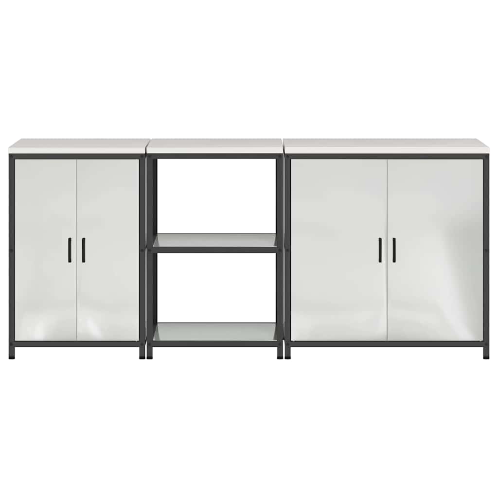 vidaXL Aufbewahrungsset für die Küche 3 pcs Silber Verzinkter Stahl