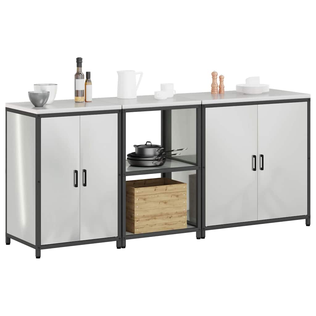 vidaXL Aufbewahrungsset für die Küche 3 pcs Silber Verzinkter Stahl