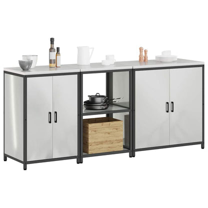 vidaXL Aufbewahrungsset für die Küche 3 pcs Silber Verzinkter Stahl