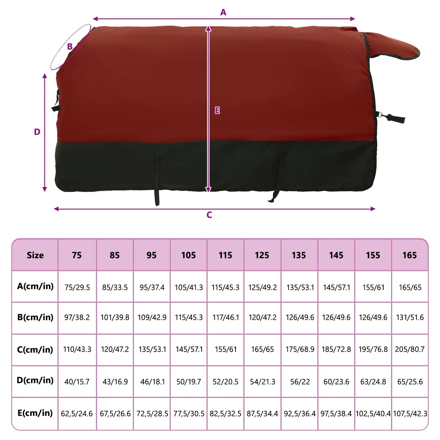 Pferdedecke Dunkelgrün und Schwarz 165 cm Polyester