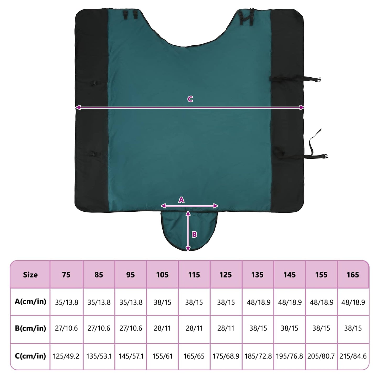 Pferdedecke Dunkelgrün und Schwarz 145 cm Polyester
