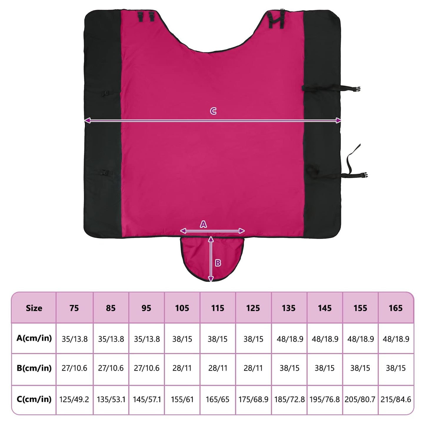 Pferdedecke Rosa und Schwarz 75 cm Polyester