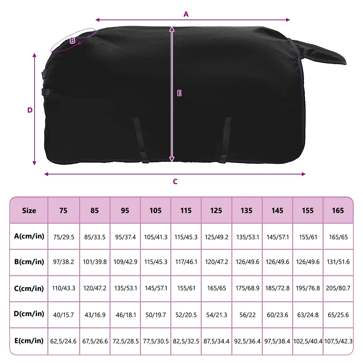 Pferdedecke Dunkelgrün und Schwarz 105 cm Polyester