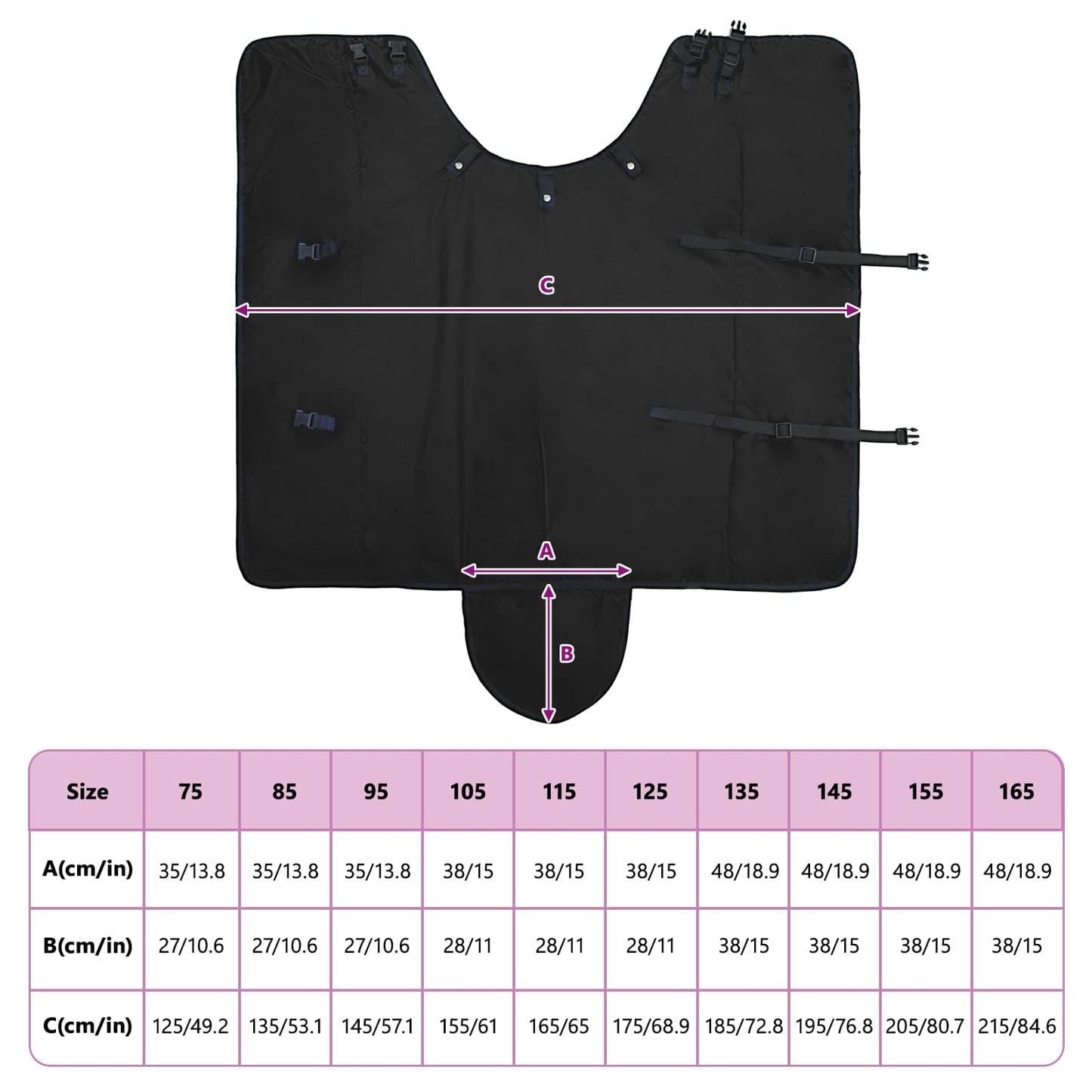 Pferdedecke Dunkelgrün und Schwarz 95 cm Polyester