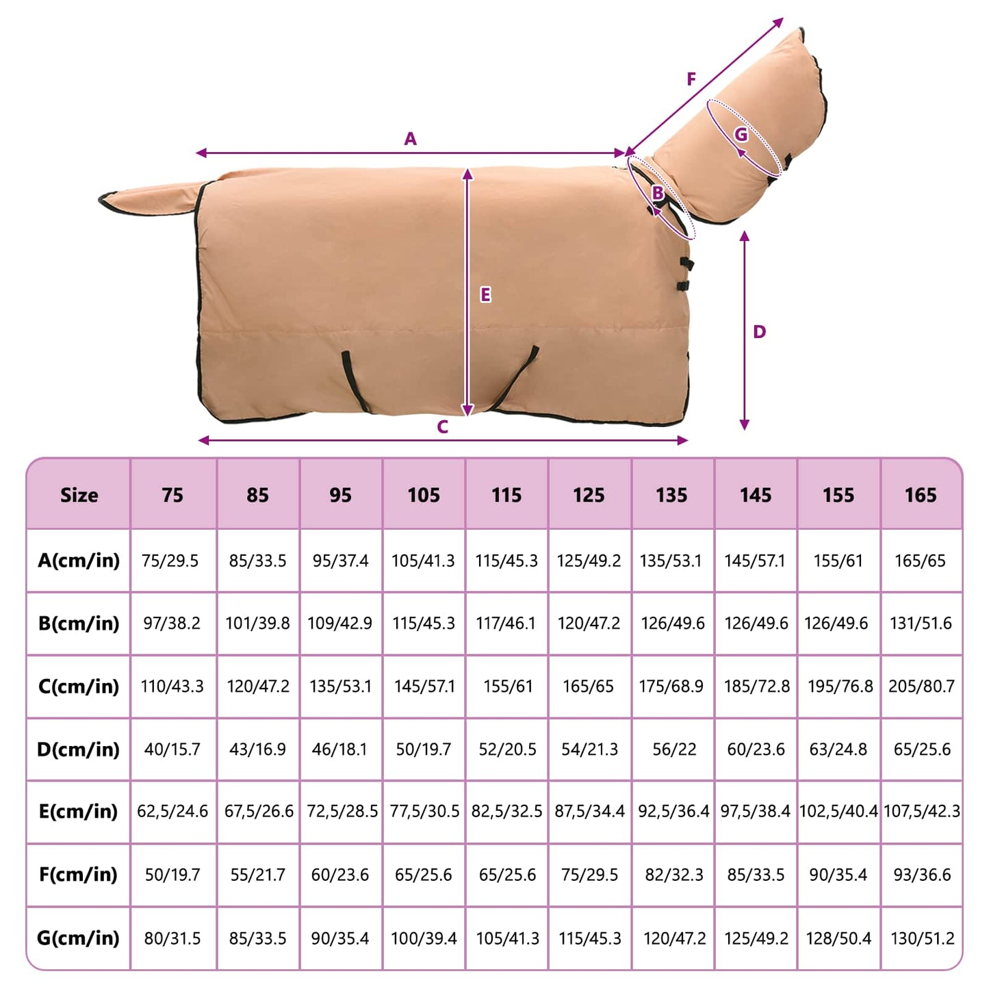 Pferdedecke Cappuccino 95 cm Polyester