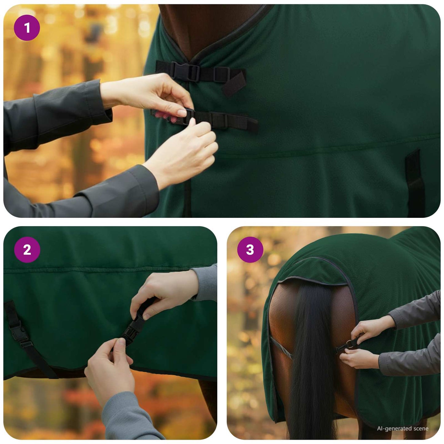 Pferdedecke Dunkelgrün Polyester