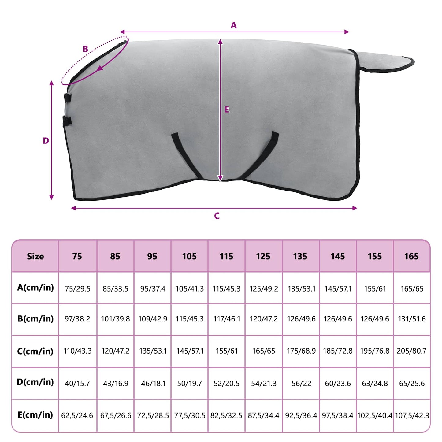 Pferdedecke Hellgrau und Rosa Polyester