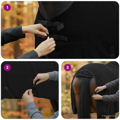 Pferdedecke Schwarz Polyester