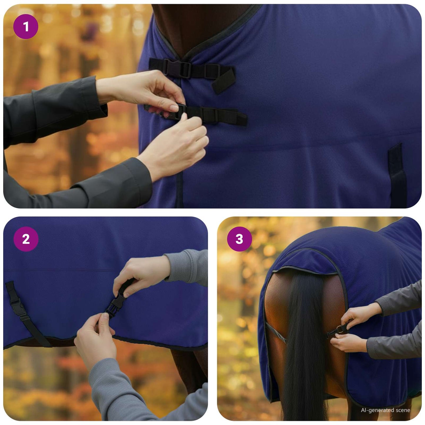 Pferdedecke Marineblau Polyester