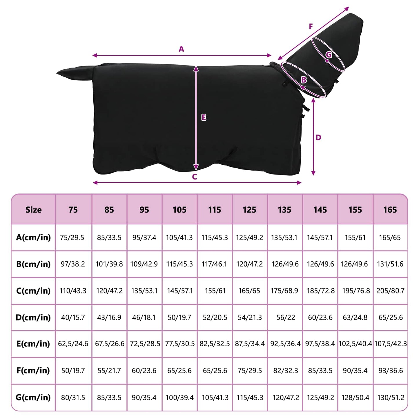 Pferdedecke Schwarz Polyester