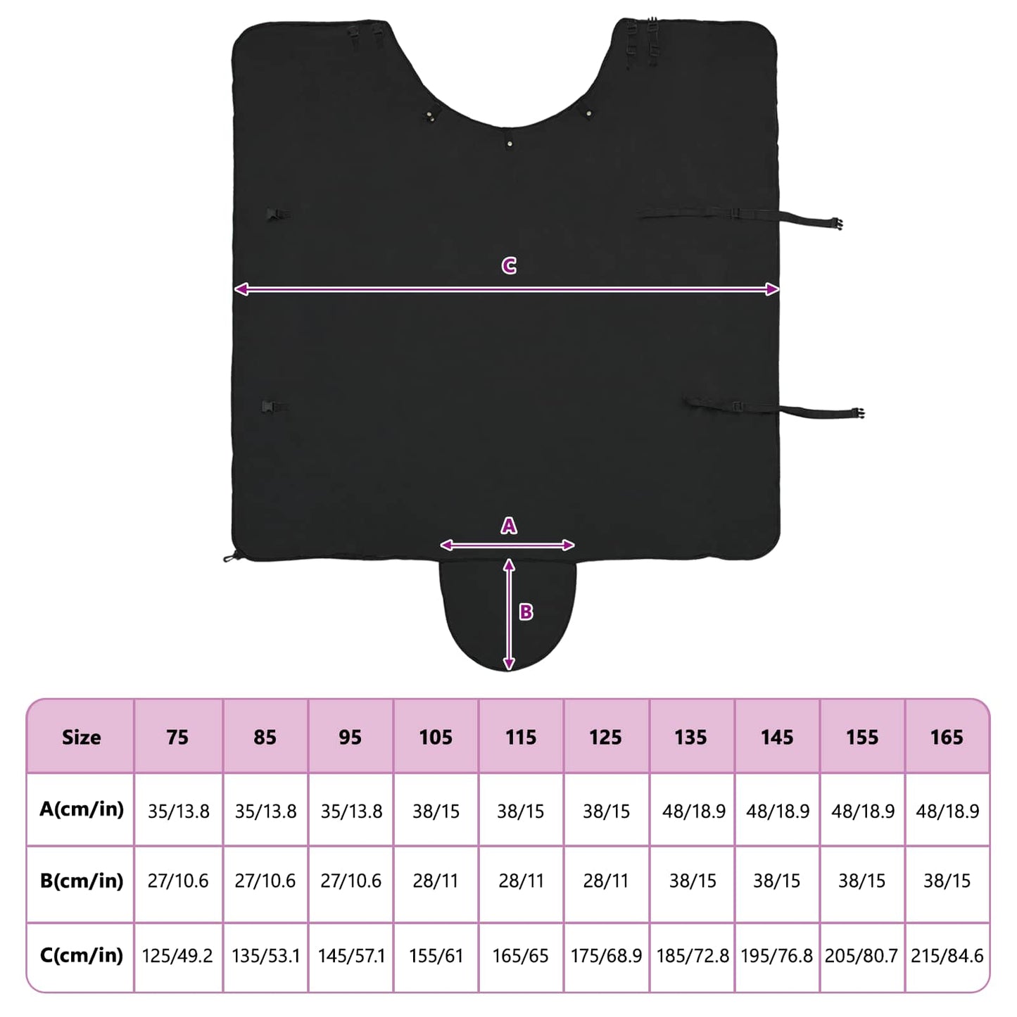 Pferdedecke Schwarz Polyester