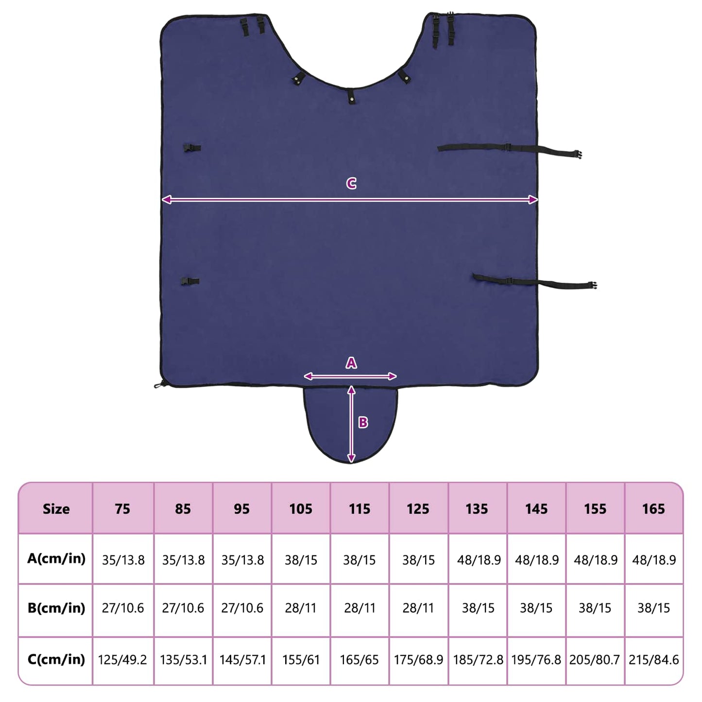 Pferdedecke Marineblau Polyester