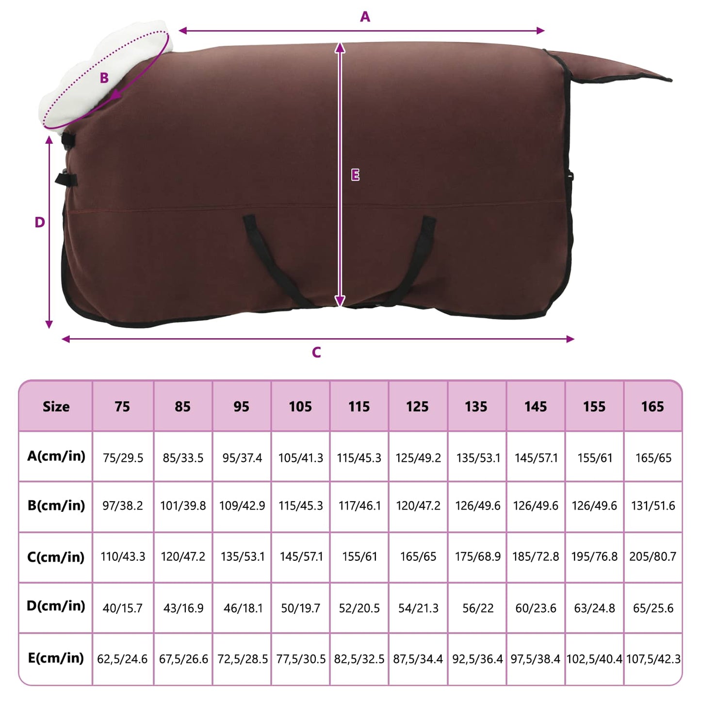 Pferdedecke Volles Dunkelbraun 125 cm Polarfleece