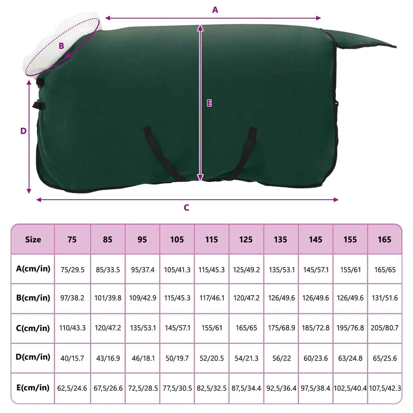 Pferdedecke Dunkelgrün 75 cm Polarfleece