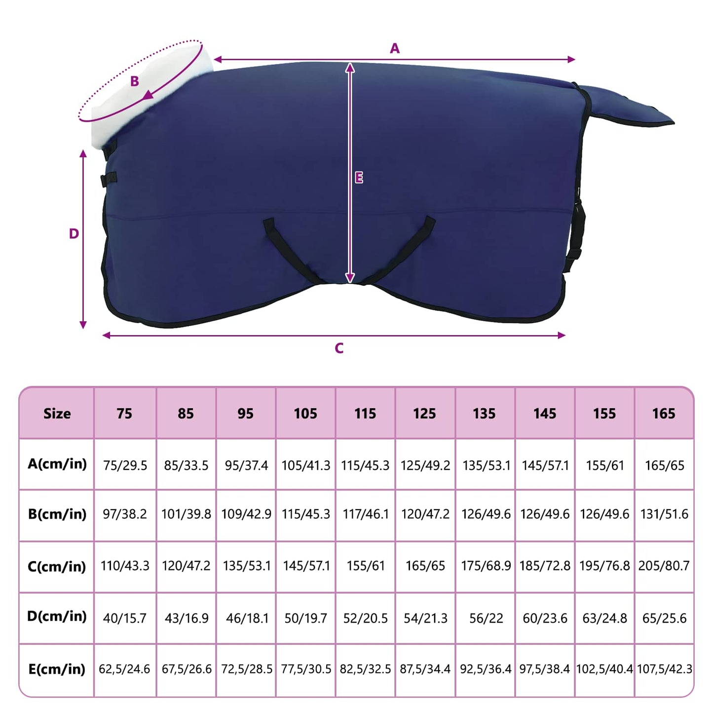 Pferdedecke Marineblau 125 cm Polarfleece