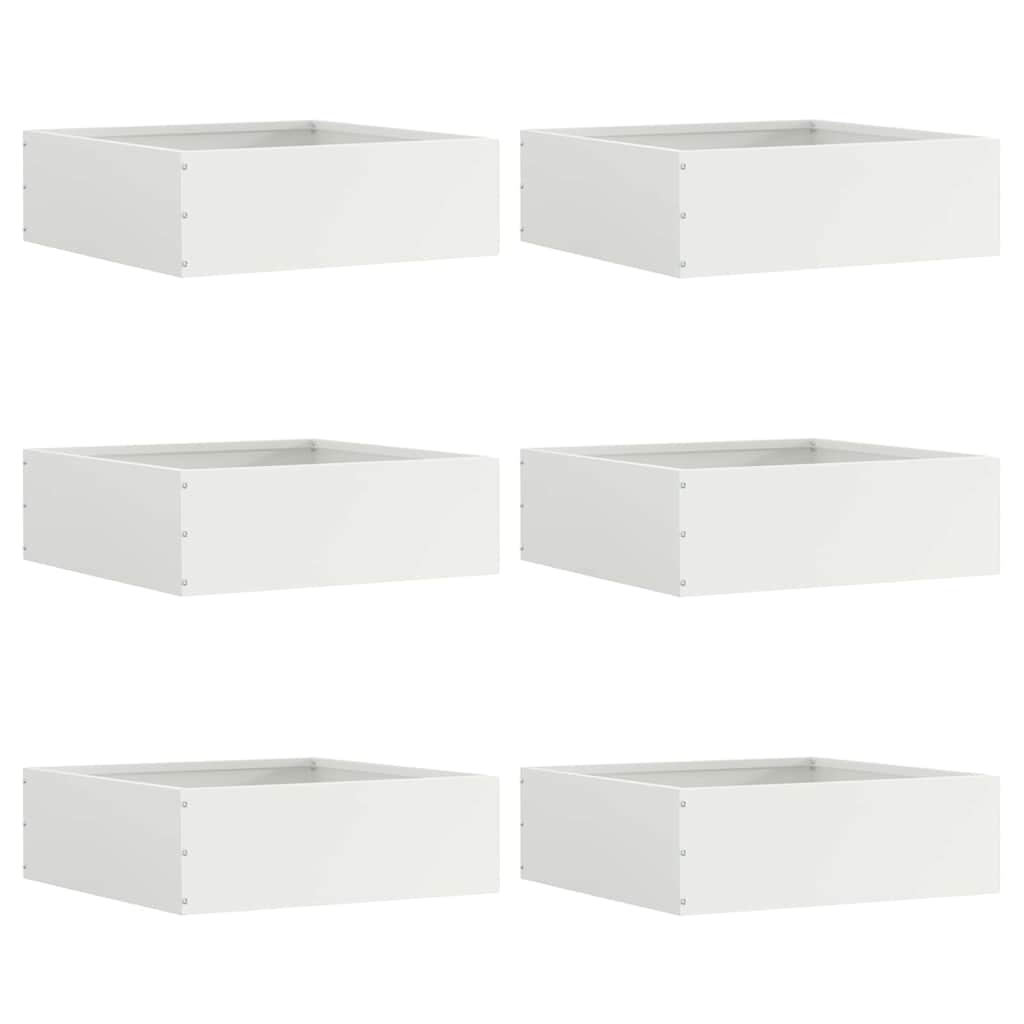 Raseneinfassung 6 pcs Weiß 40 x 40 x 13 cm Stahl