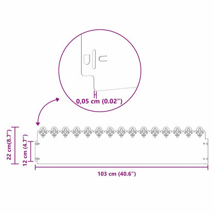 Rasenkanten 20 pcs Schwarz 103 x 0,05 x 22 cm Stahl