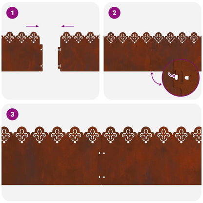 Rasenkanten 10 pcs Rostig 103 x 0,05 x 22 cm Wetterfeststahl