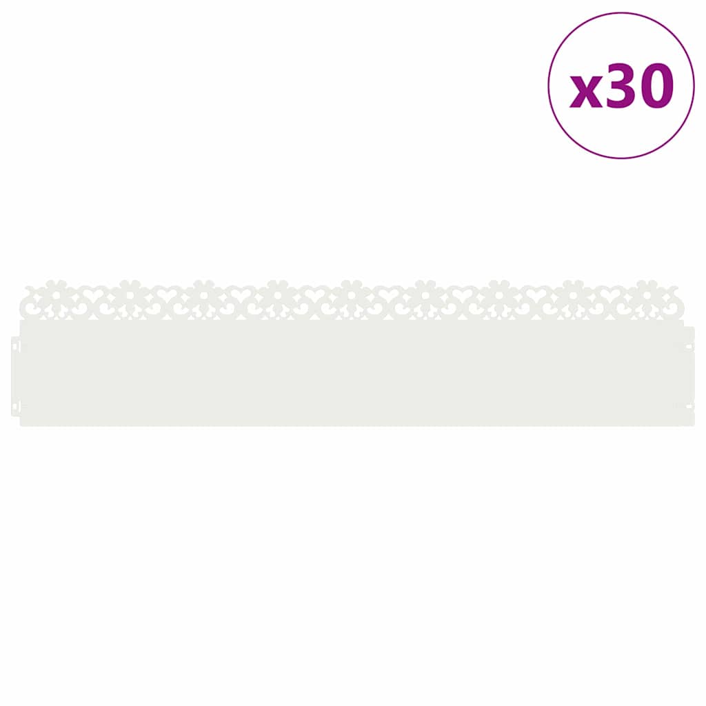 Rasenkanten 30 pcs Weiß 103 x 0,05 x 22 cm Stahl