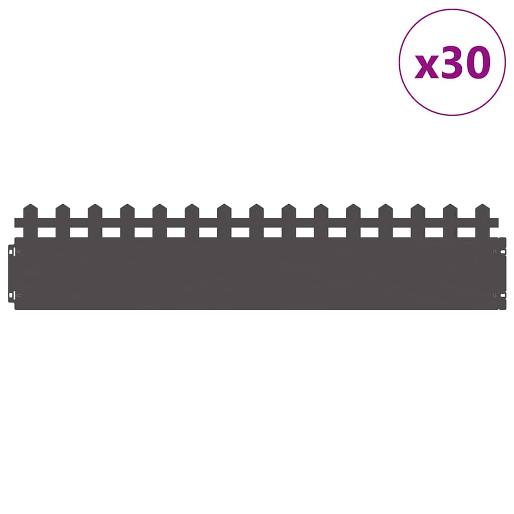 Rasenkanten 30 pcs Schwarz 103 x 0,05 x 22 cm Stahl