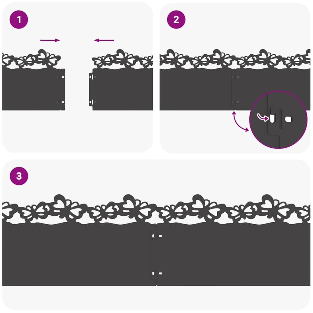 Rasenkanten 20 pcs Schwarz 103 x 0,05 x 22 cm Stahl