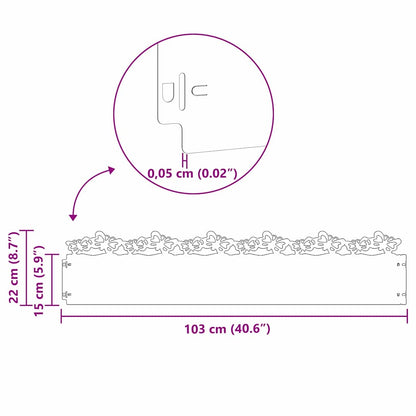 Rasenkanten 20 pcs Schwarz 103 x 0,05 x 22 cm Stahl