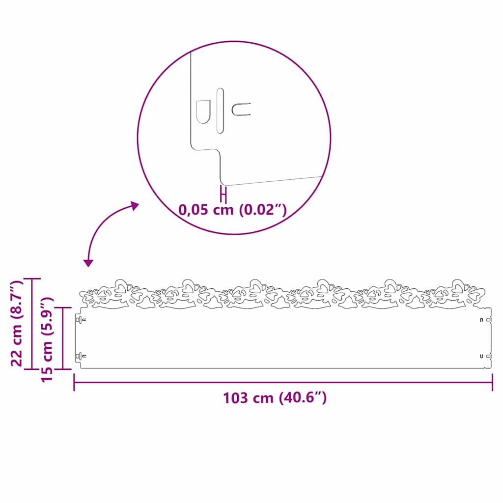 Rasenkanten 20 pcs Anthrazit 103 x 0,05 x 22 cm Stahl