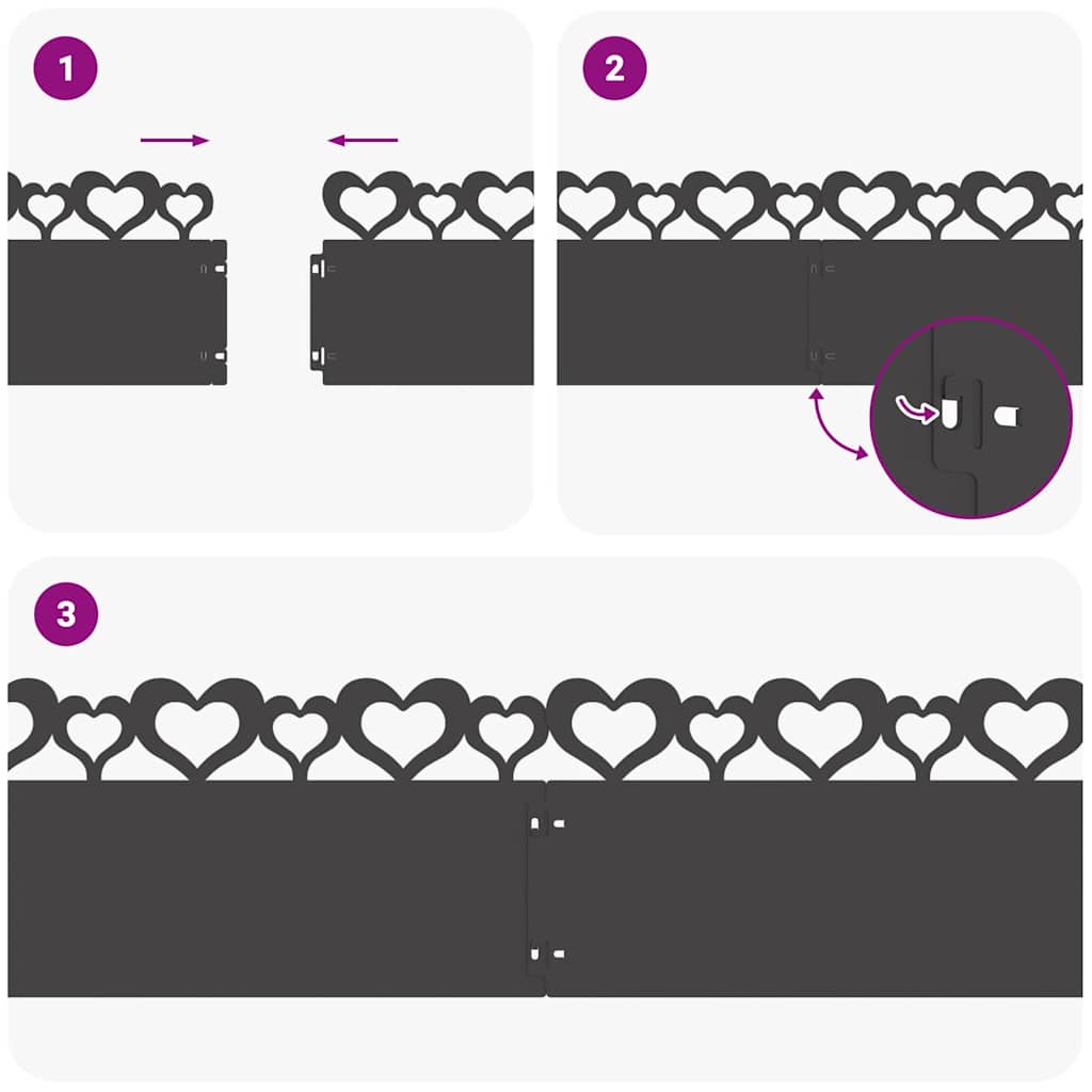 Rasenkanten 30 pcs Schwarz 103 x 0,05 x 22 cm Stahl