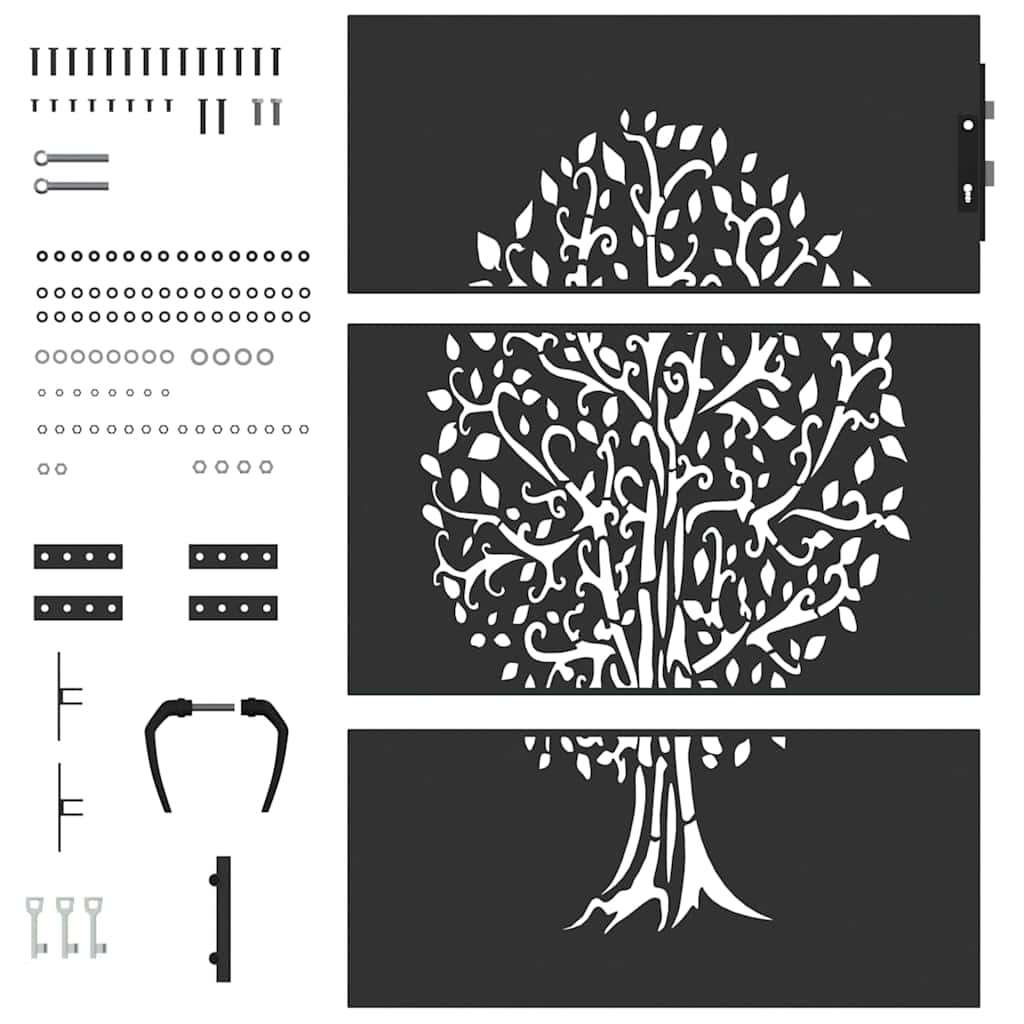 Gartentor Schwarz 85 x 125 cm Pulverbeschichteter Stahl