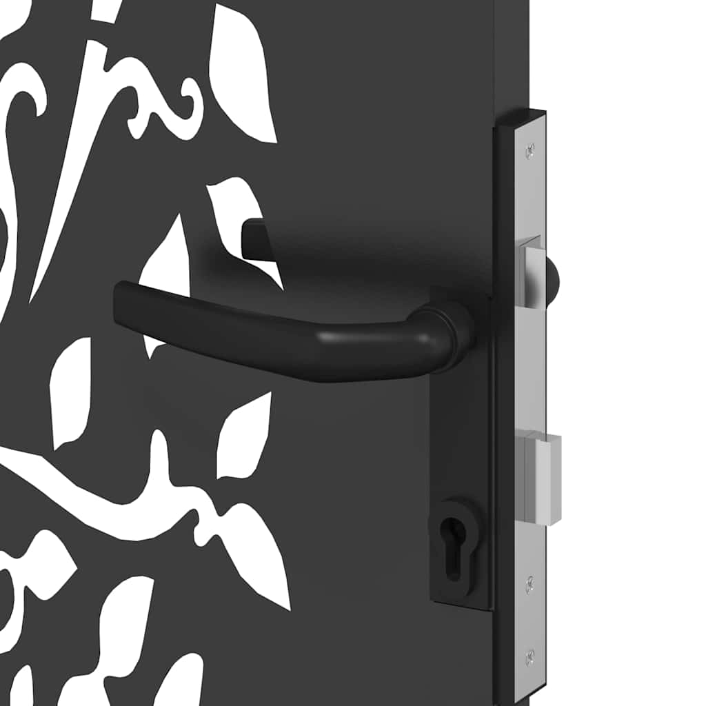 Gartentor Schwarz 85 x 200 cm Pulverbeschichteter Stahl