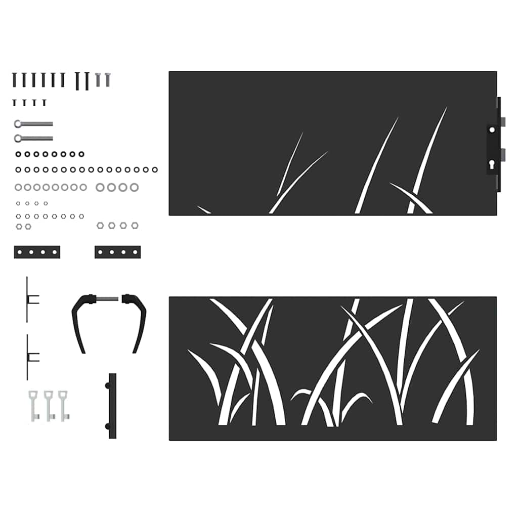 Gartentor Schwarz 85 x 100 cm Pulverbeschichteter Stahl