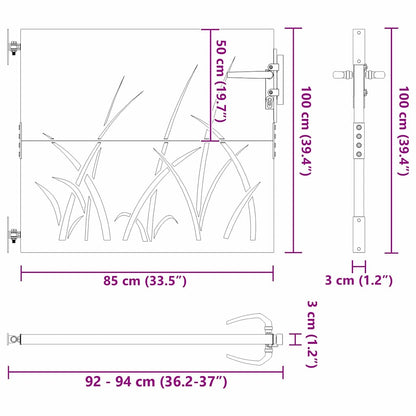 Gartentor Schwarz 85 x 100 cm Pulverbeschichteter Stahl